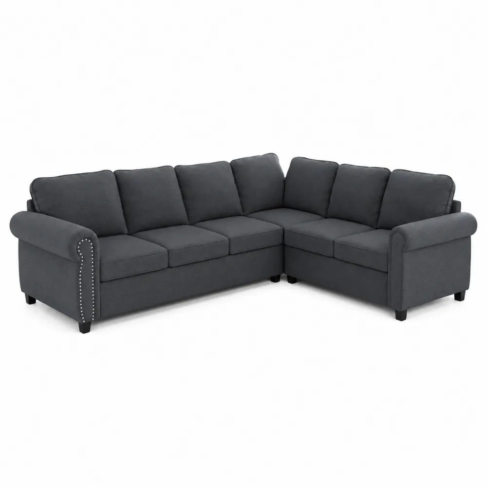 Canapé d'angle en tissu Gris 260 cm