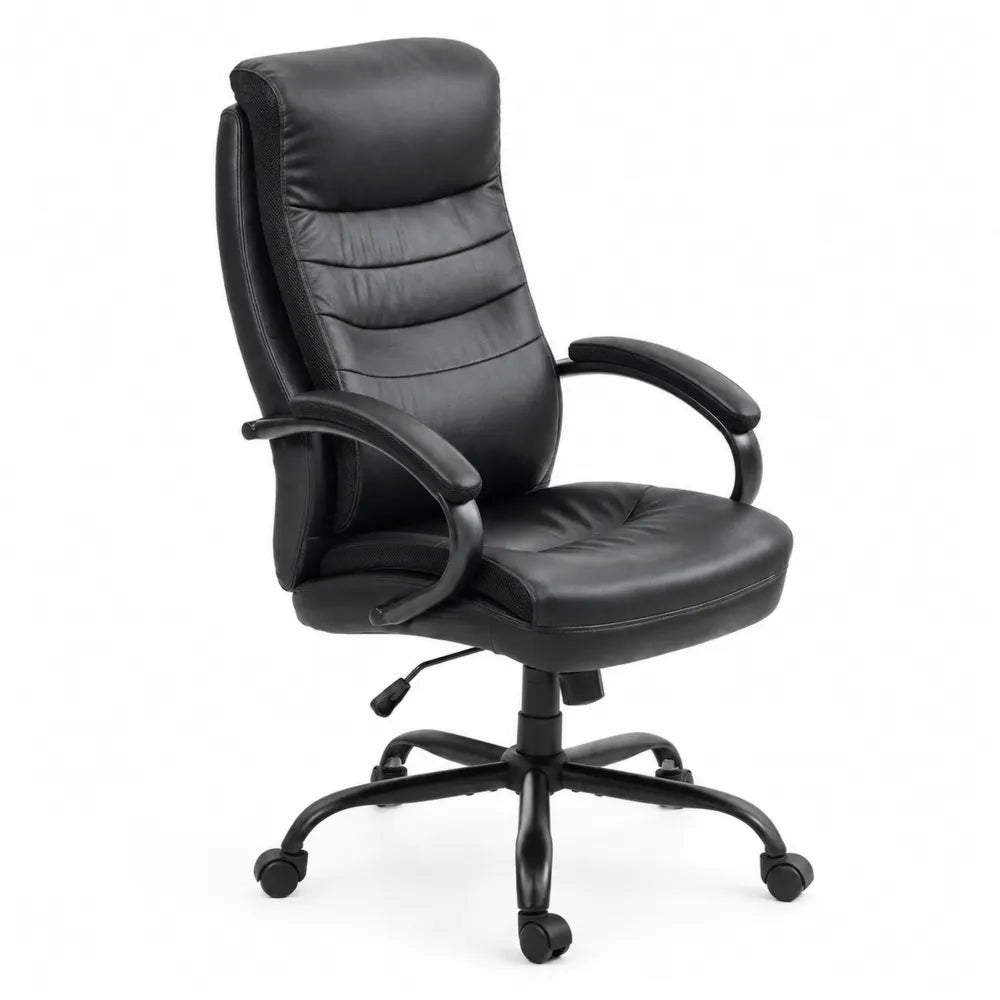 Chaise de bureau réglable en cuir PU noir
