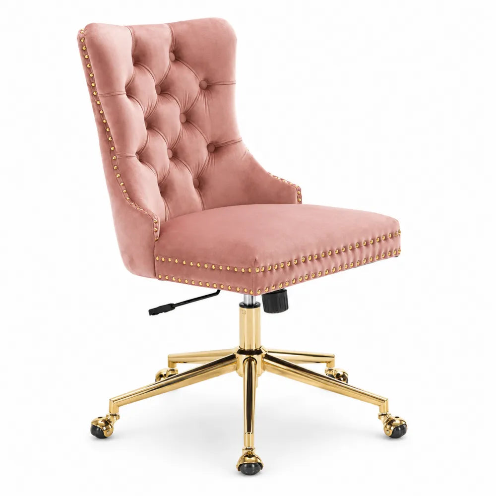 Chaise de bureau en velours avec piétement doré