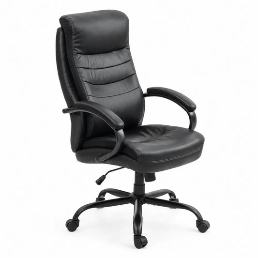 Chaise de bureau réglable en cuir PU noir