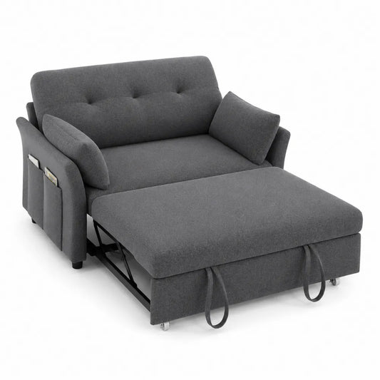 Canapé-lit convertible en tissu Gris