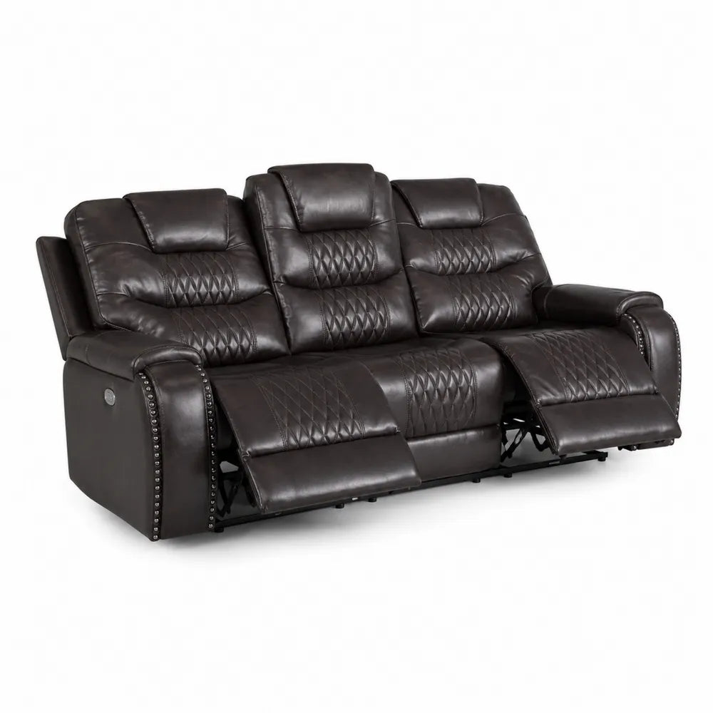 Canapé inclinable en cuir synthétique marron