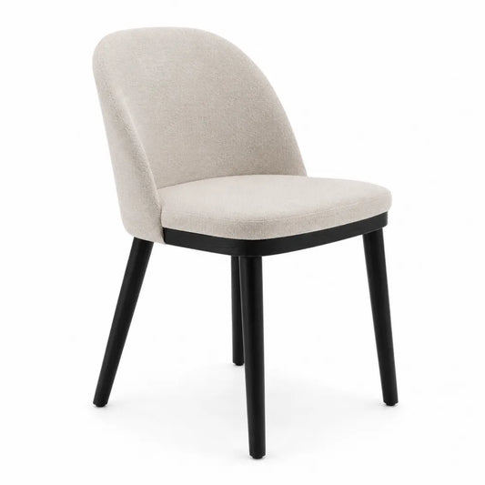 Chaise en Bois et Polyester Beige Pieds Noirs